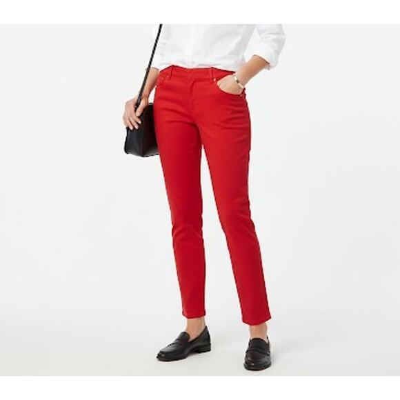 J. Crew Pants - J.Crew Winnie Red Cotton Elastane Dress Work Business Pants Side Zip, Sz 2